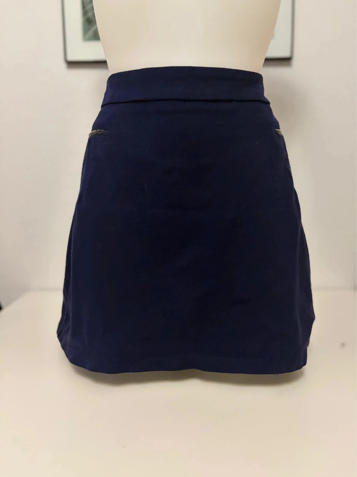 🌸 Navy blue trapeze skirt by Camaïeu – Size 36 – photo 2